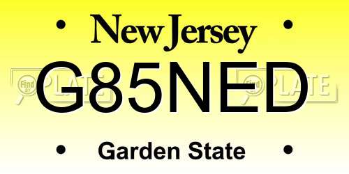 G85NED New Jersey License Plate