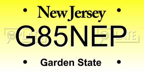G85NEP New Jersey License Plate