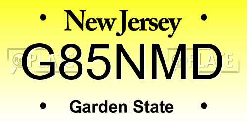 G85NMD New Jersey License Plate