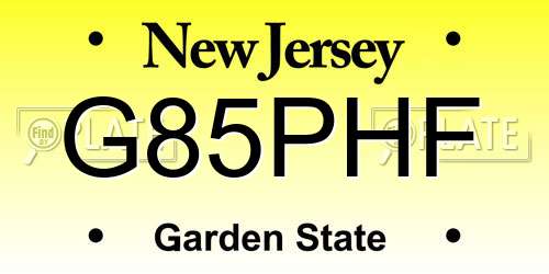 G85PHF New Jersey License Plate