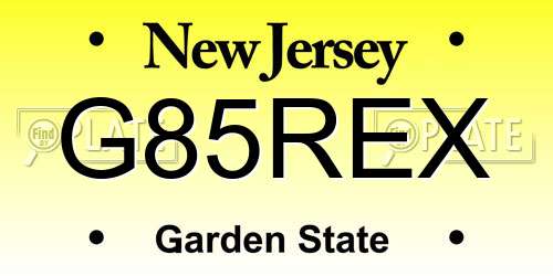 G85REX New Jersey License Plate