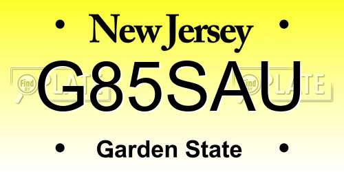 G85SAU New Jersey License Plate