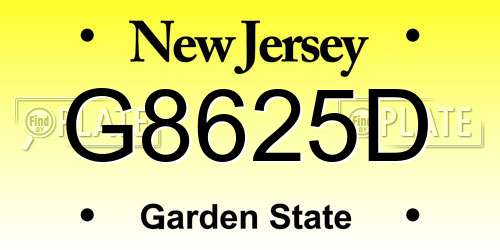 G8625D New Jersey License Plate