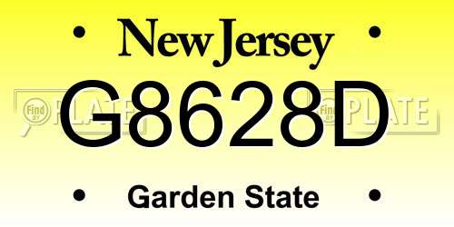 G8628D New Jersey License Plate