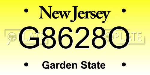 G8628O New Jersey License Plate