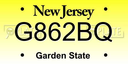 G862BQ New Jersey License Plate