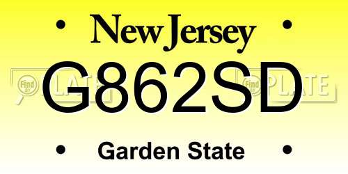 G862SD New Jersey License Plate