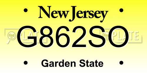 G862SO New Jersey License Plate