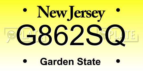 G862SQ New Jersey License Plate