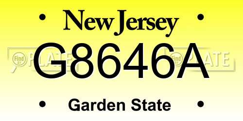 G8646A New Jersey License Plate