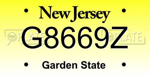 G8669Z New Jersey License Plate