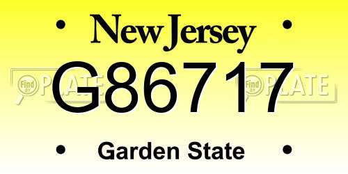 G86717 New Jersey License Plate