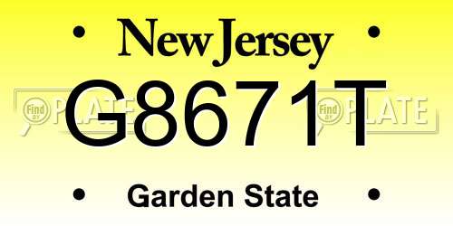 G8671T New Jersey License Plate