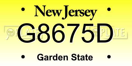 G8675D New Jersey License Plate