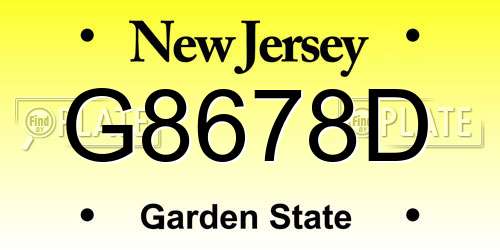 G8678D New Jersey License Plate