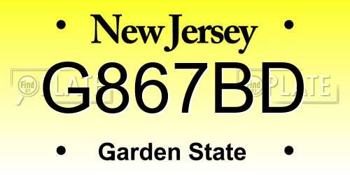 G867BD New Jersey License Plate
