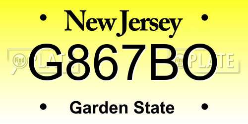 G867BO New Jersey License Plate