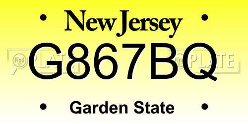 G867BQ New Jersey License Plate