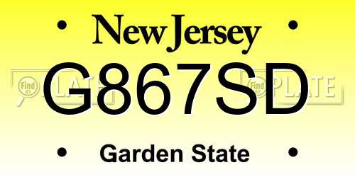 G867SD New Jersey License Plate
