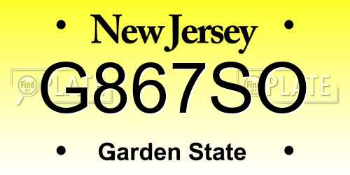 G867SO New Jersey License Plate