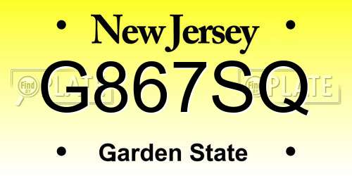 G867SQ New Jersey License Plate