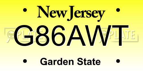 G86AWT New Jersey License Plate