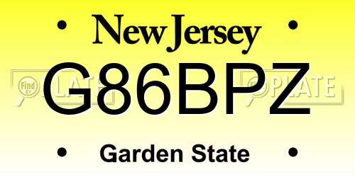 G86BPZ New Jersey License Plate