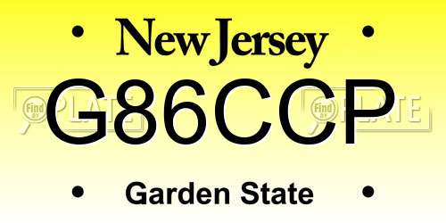 G86CCP New Jersey License Plate