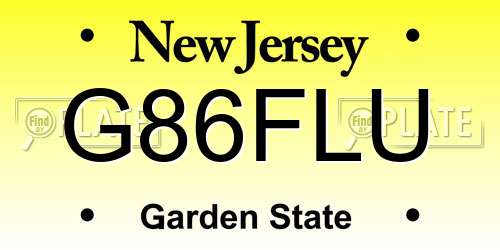 G86FLU New Jersey License Plate
