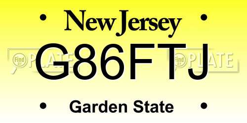 G86FTJ New Jersey License Plate