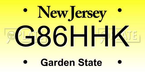 G86HHK New Jersey License Plate