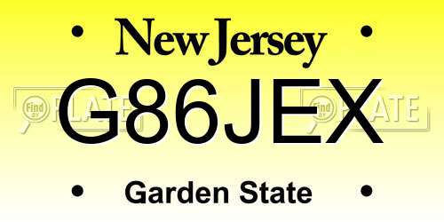 G86JEX New Jersey License Plate