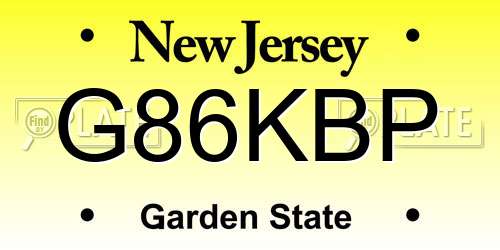 G86KBP New Jersey License Plate