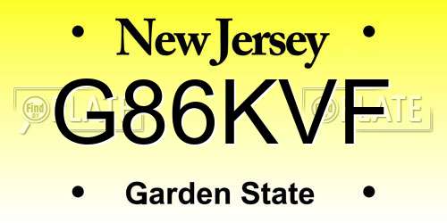 G86KVF New Jersey License Plate