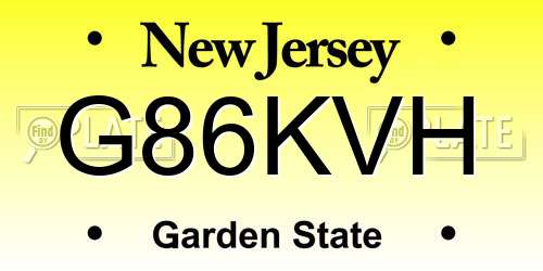 G86KVH New Jersey License Plate