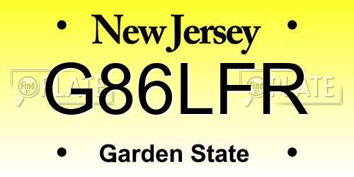 G86LFR New Jersey License Plate