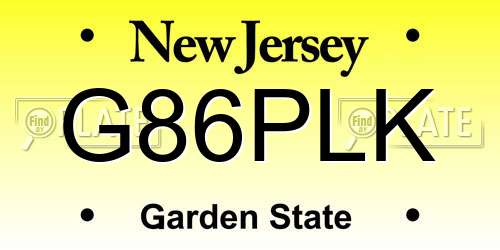 G86PLK New Jersey License Plate