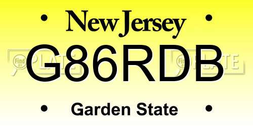 G86RDB New Jersey License Plate