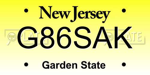 G86SAK New Jersey License Plate