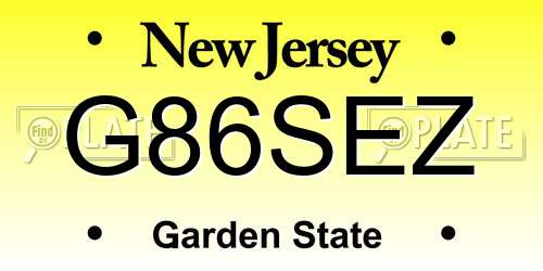 G86SEZ New Jersey License Plate