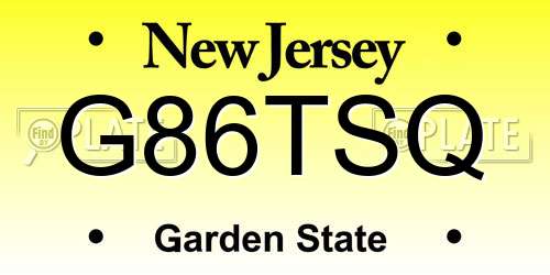 G86TSQ New Jersey License Plate
