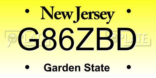 G86ZBD New Jersey License Plate