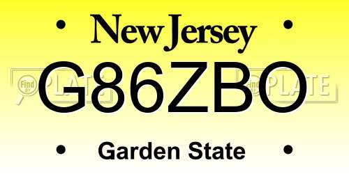 G86ZBO New Jersey License Plate