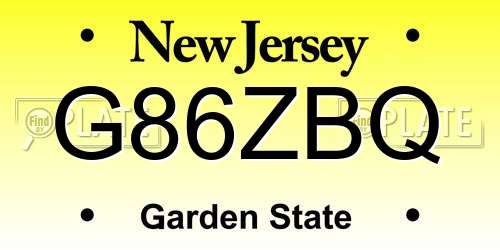 G86ZBQ New Jersey License Plate