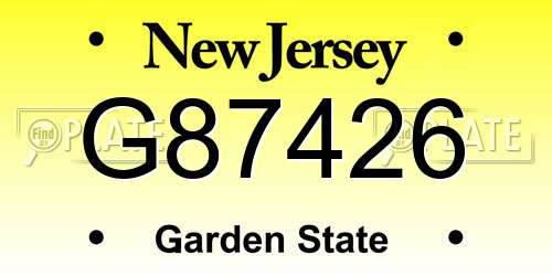 G87426 New Jersey License Plate