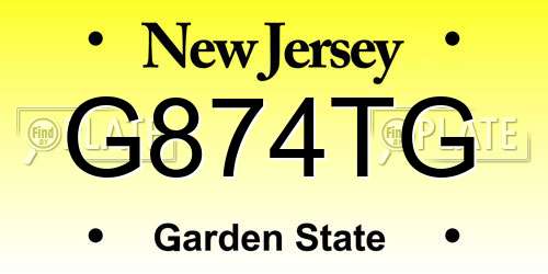 G874TG New Jersey License Plate