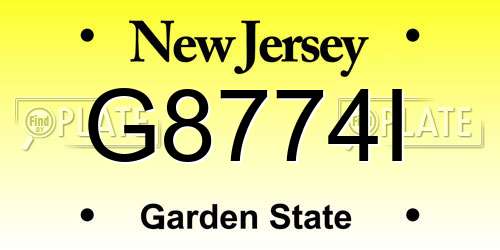 G8774I New Jersey License Plate