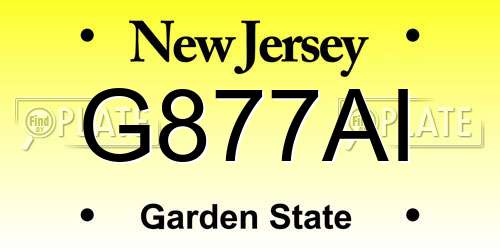 G877AI New Jersey License Plate