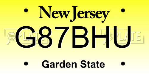 G87BHU New Jersey License Plate
