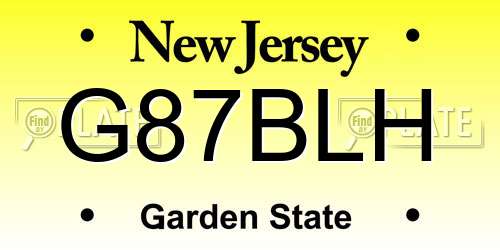 G87BLH New Jersey License Plate